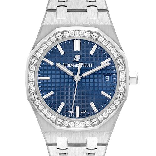 Photo of Audemars Piguet Royal Oak 37mm Steel Diamond Mens Watch 15451ST Box Card