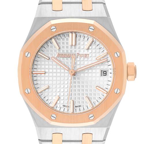 Photo of Audemars Piguet Royal Oak Midsize Steel Rose Gold Mens Watch 15550SR Box Card