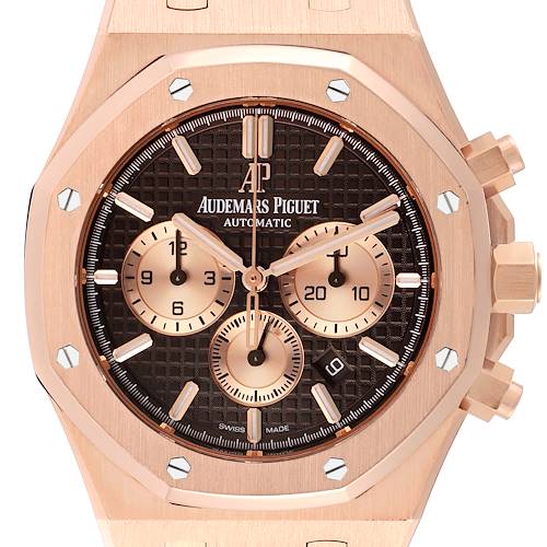 Photo of Audemars Piguet Royal Oak Rose Gold Chronograph Mens Watch 26331OR Box Card