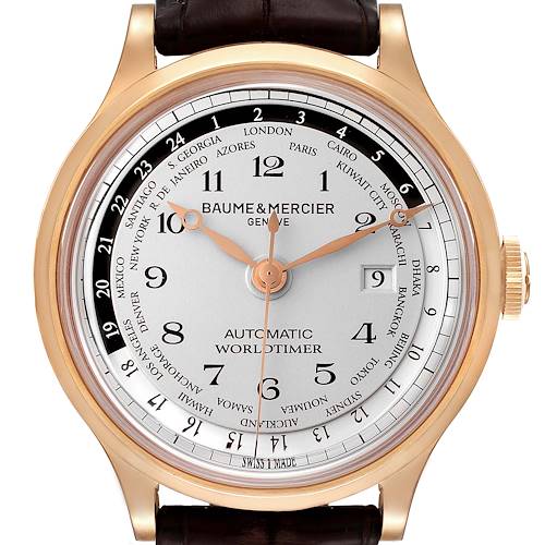 Photo of Baume Mercier Capeland Worldtimer 18k Rose Gold Mens Watch 10107 Unworn