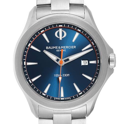 Photo of Baume Mercier Clifton Blue Dial Steel Mens Watch M0A10413 Box Card