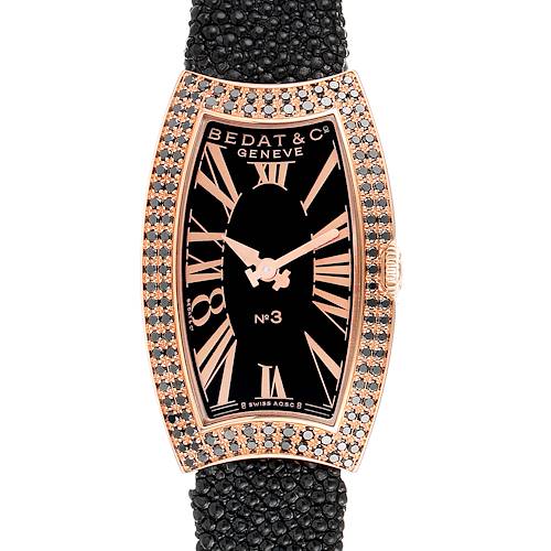 Photo of Bedat No. 3 Rose Gold Black Diamonds Stingray Strap Ladies Watch 384.490.305