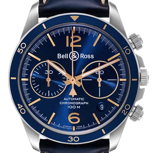 Photo of Bell & Ross Aeronavale Blue Dial Chronograph Steel Mens Watch BR V2-94 Unworn