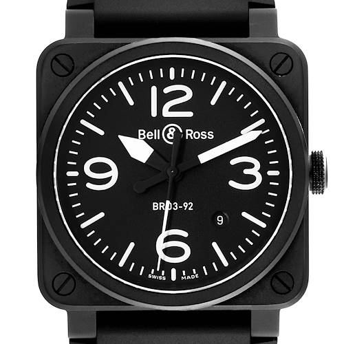 Photo of Bell & Ross Diver Black Matte Ceramic Mens Watch BR0392 Box Card