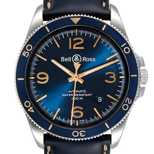 Photo of Bell & Ross Heritage Aeronavale Blue Dial Steel Watch BRV2-92 Box Papers