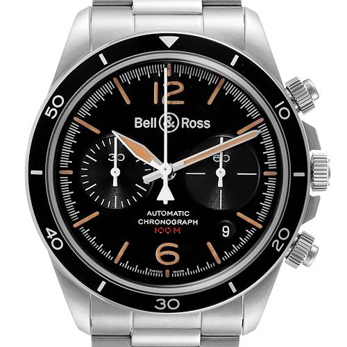 Photo of Bell & Ross Heritage Black Dial Chronograph Steel Mens Watch BRV294 Unworn