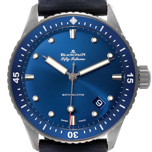 Photo of Blancpain Fifty Fathoms Bathyscaphe Ceramic Blue Dial Mens Watch 5000