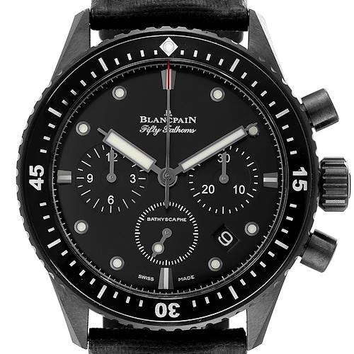 Photo of Blancpain Fifty Fathoms Bathyscaphe Ceramic Mens Watch 5200 Box Card