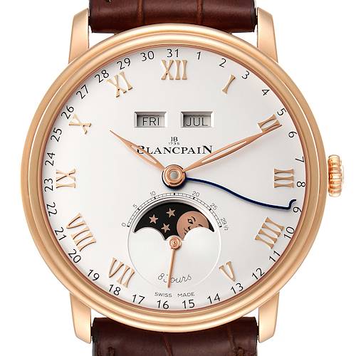 Photo of Blancpain Villeret Complete Calendar 8 Days Rose Gold Watch 6639 Box Card