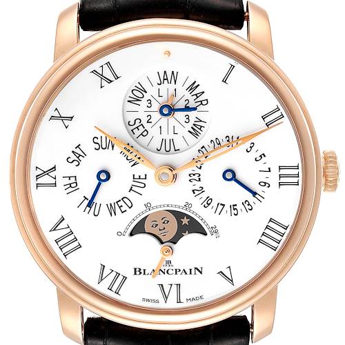 Photo of Blancpain Villeret Perpetual Calendar 8 Days Rose Gold Mens Watch 6659 Box Card