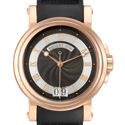 Photo of Breguet Marine Big Date Rose Gold Ruber Strap Mens Watch 5817BR