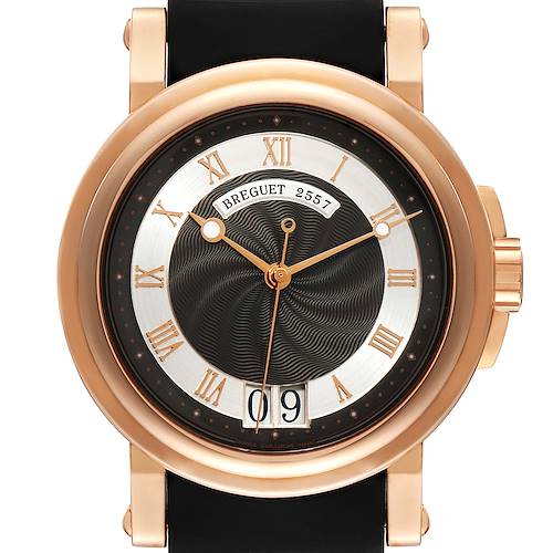 Photo of Breguet Marine Big Date Rose Gold Rubber Strap Mens Watch 5817BR