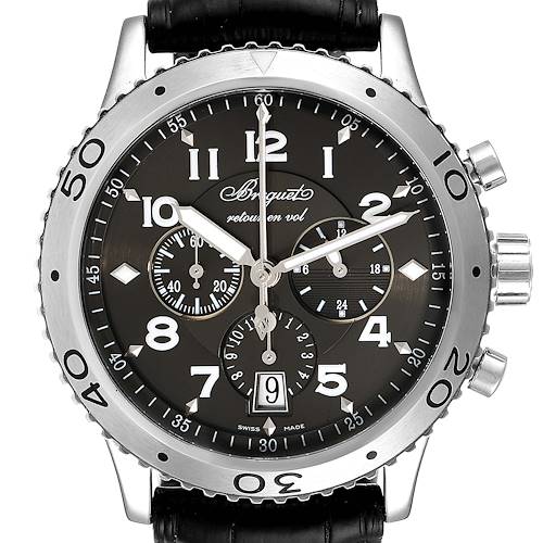 Photo of Breguet Transatlantique Type XXI Flyback Ruthenium Dial Watch 3810ST Papers