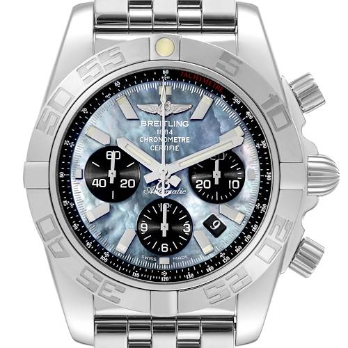 Photo of Breitling Chronomat 01 Mother of Pearl Japanese Limited Edition Steel Mens Watch AB0111 Box Card