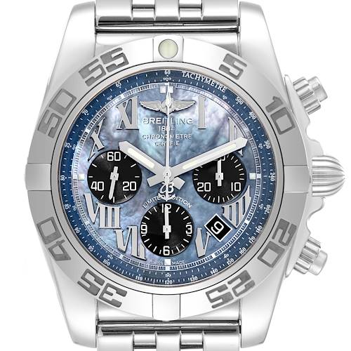 Photo of Breitling Chronomat 01 Mother of Pearl Steel Limited Edition Mens Watch AB0111 Box Card