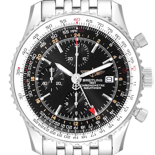 Photo of Breitling Navitimer World Black Dial Steel Mens Watch A24322