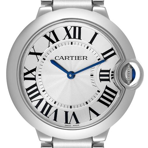 Photo of Cartier Ballon Bleu 36 Silver Dial Steel Mens Watch W69011Z4