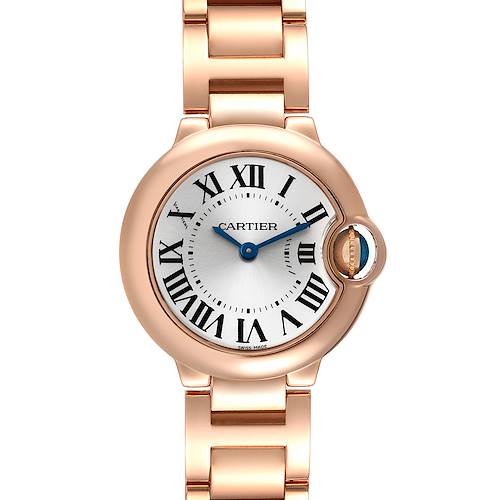 Photo of Cartier Ballon Bleu 28 Silver Dial Rose Gold Ladies Watch W69002Z2 Box Papers