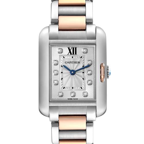 Photo of Cartier Tank Anglaise Small Steel Rose Gold Diamond Dial Ladies Watch WT100024