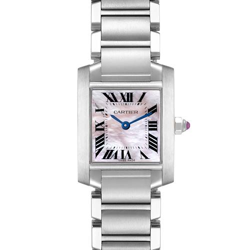 Photo of Cartier Tank Francaise MOP Dial Steel Ladies Watch W51028Q3 Box Card