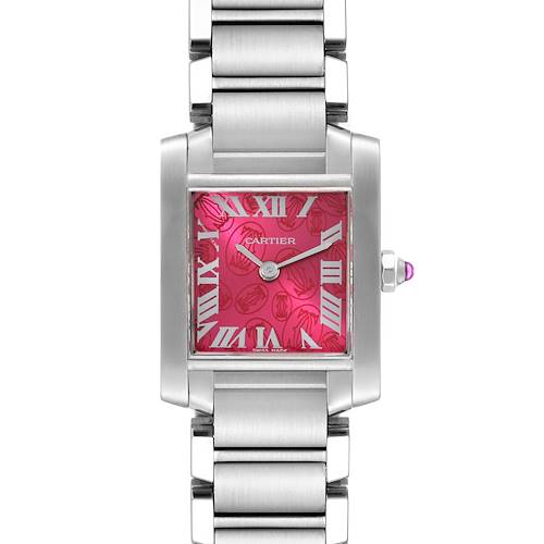 Photo of Cartier Tank Francaise Raspberry Dial Limited Edition Steel Ladies Watch W51030Q3