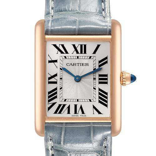 Photo of Cartier Tank Louis Rose Gold Teal Strap Mens Watch WGTA0011 Box Card