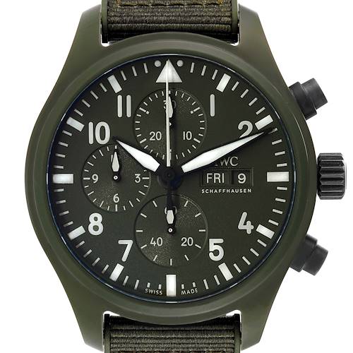 Photo of IWC Pilot Top Gun Chronograph Green Ceramic Dial Mens Watch IW389106 Unworn