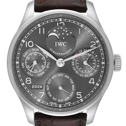 Photo of IWC Portuguese Perpetual Calendar White Gold Mens Watch IW502307 Box Card