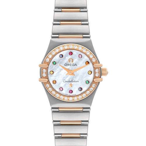 Photo of Omega Constellation Steel Rose Gold Mother of Pearl Diamond Ladies Watch 1360.79.00 Box Card