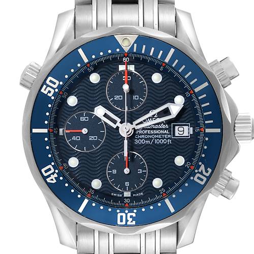 Photo of Omega Seamaster Blue Dial Chronograph Steel Mens Watch 2599.80.00 Box Card