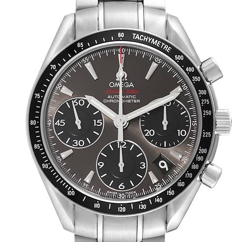 Photo of Omega Speedmaster Date Grey Dial Steel Mens Watch 323.30.40.40.06.001 Box Card