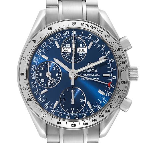 Photo of Omega Speedmaster Day Date 39 Blue Dial Steel Mens Watch 3523.80.00 Box Card