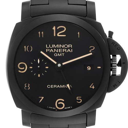 Photo of Panerai Luminor 1950 3 Days Tuttonero GMT Ceramic Mens Watch PAM00438 Box Papers