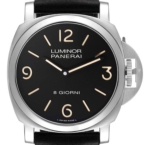 Photo of Panerai Luminor 8 Giorni Black Dial Steel Mens Watch PAM00914 Box Card