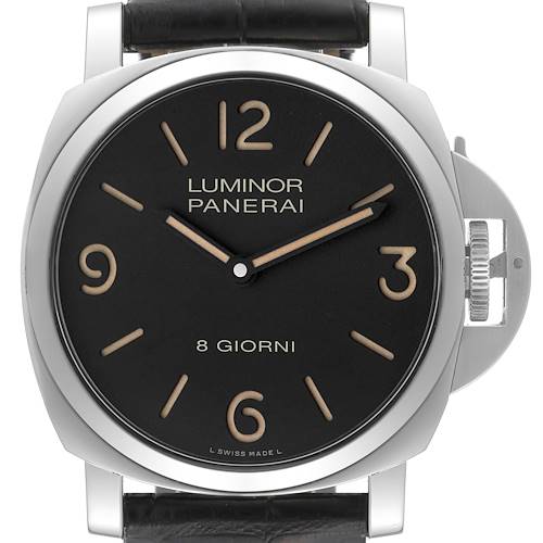 Photo of Panerai Luminor 8 Giorni Black Dial Steel Mens Watch PAM00914 Box Card