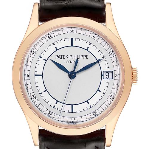 Photo of Patek Philippe Calatrava Rose Gold Silver Dial Mens Watch 5296 5296R