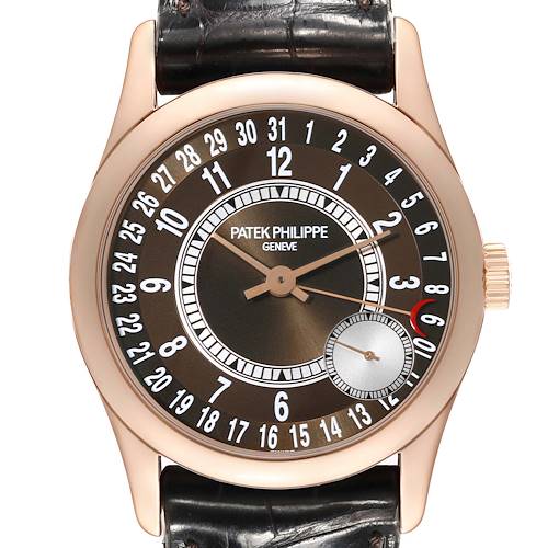 Photo of Patek Philippe Calatrava Rose Gold Brown Dial Mens Watch 6000R Papers