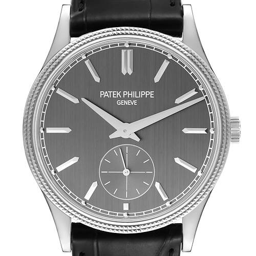 Photo of Patek Philippe Calatrava White Gold Black Strap Mens Watch 6119 Papers