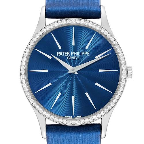 Photo of Patek Philippe Calatrava White Gold Blue Dial Diamond Ladies Watch 4897