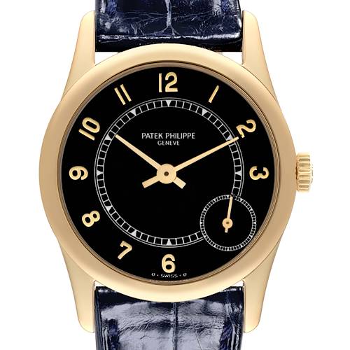 Photo of Patek Philippe Calatrava Yellow Gold Black Dial Automatic Mens Watch 5000J