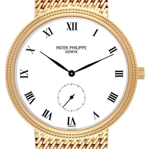 Photo of Patek Philippe Calatrava Yellow Gold White Dial Small Seconds Mens Watch 3919