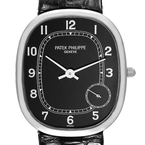 Photo of Patek Philippe Golden Ellipse White Gold Black Dial Mens Watch 5028 Papers