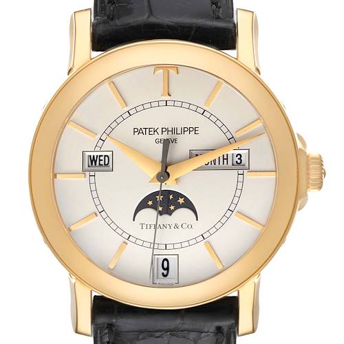 Photo of Patek Philippe Tiffany Annual Calendar Yellow Gold Mens Watch 5150 5150J Box Papers