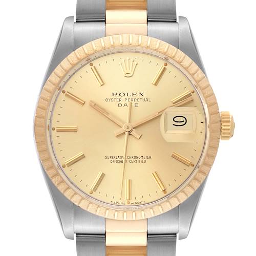 Photo of Rolex Date 34mm Steel Yellow Gold Mens Watch 15053 Box Papers