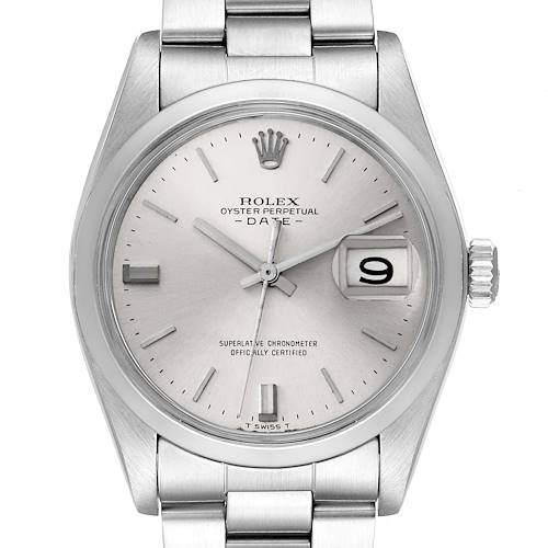 Photo of Rolex Date Silver Dial Vintage Steel Mens Watch 1500