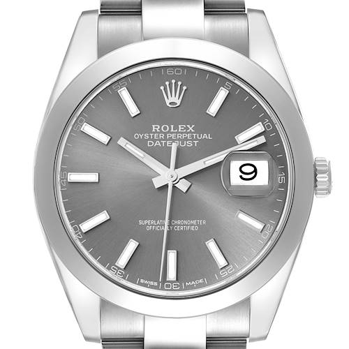 Photo of Rolex Datejust 41 Slate Dial Steel Mens Watch 126300 Box Card