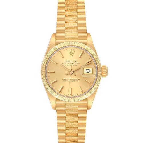 Photo of Rolex Datejust President Yellow Gold Bark Finish Ladies Watch 69278