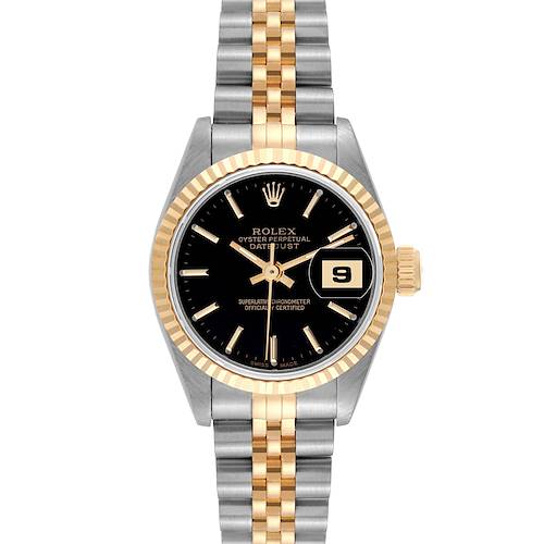 Photo of Rolex Datejust Steel Yellow Gold Black Dial Ladies Watch 69173 Box Papers