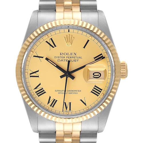 Photo of Rolex Datejust Steel Yellow Gold Buckley Dial Vintage Mens Watch 16013