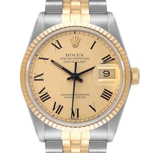 Photo of Rolex Datejust Steel Yellow Gold Buckley Dial Vintage Steel Mens Watch 16013